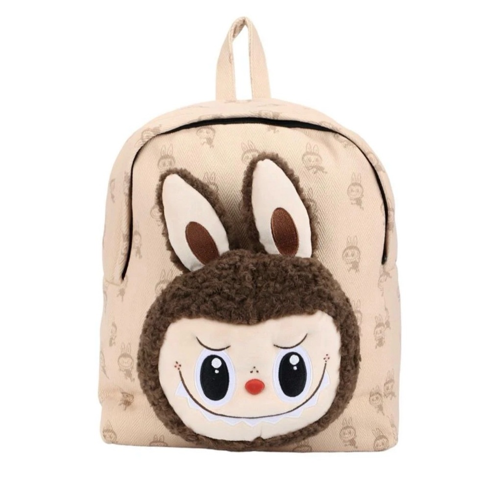 Popland exclusive Charming Labubu Backpack for Kids - Tan and Brown